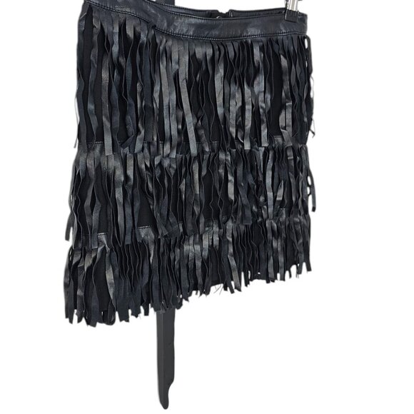 H&M Divided Faux Leather Fringe Mini Skirt, Moto,  Black, Size 6 - Picture 5 of 6